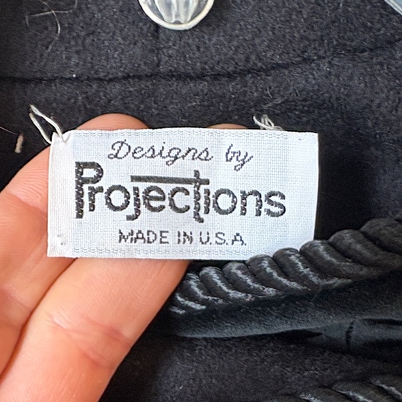 Vintage Black Wool Floral Trench Duster/Trench Coat - Picture 2 of 10